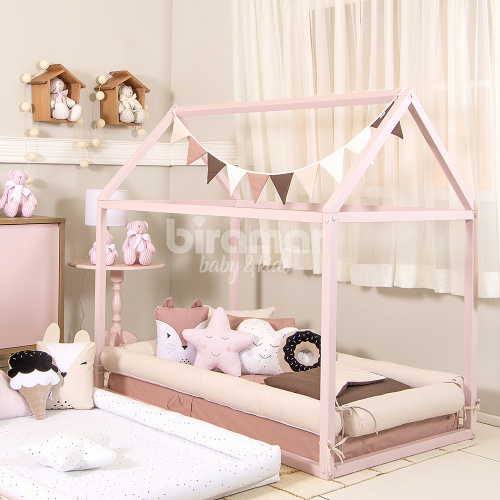 Kit Rolinho Mini Cama 4 Peças Percal Bege (Colchão 1,50 x 0,70)