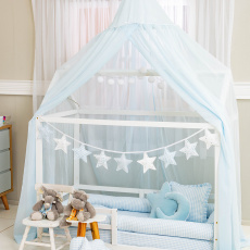 Kit Montessoriano Mini Cama Rolinho 4 Peças Windsor Azul (Colchão 1,50 x 0,70)