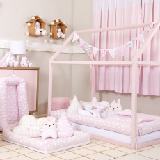 Kit Montessoriano Rolinho 4 Peças Cisne Rosa (Colchão 1,60 x 0,78)