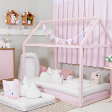 Kit Montessoriano Rolinho 5 Peças Amor Rosa (Colchão 1,50 x 0,90 x 0,12)