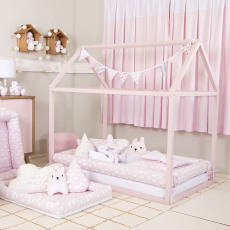 Kit Montessoriano Rolinho 5 Peças Cisne Rosa (Colchão 1,50 x 0,90 x 0,12)