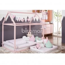 Kit Montessoriano Rolinho 5 Peças Tiffany Floral  Rosa (Colchão 1,50 x 0,90 x 0,12)