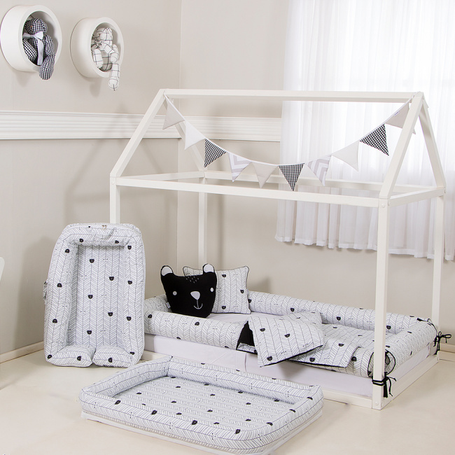 Kit Rolinho Solteiro 4 Peças Aisha Preto (Colchão 1,88 x 0,88)