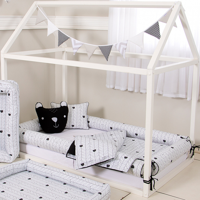 Kit Rolinho Solteiro 4 Peças Aisha Preto (Colchão 1,88 x 0,88)