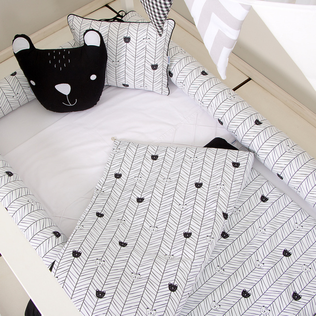 Kit Rolinho Solteiro 4 Peças Aisha Preto (Colchão 1,88 x 0,88)