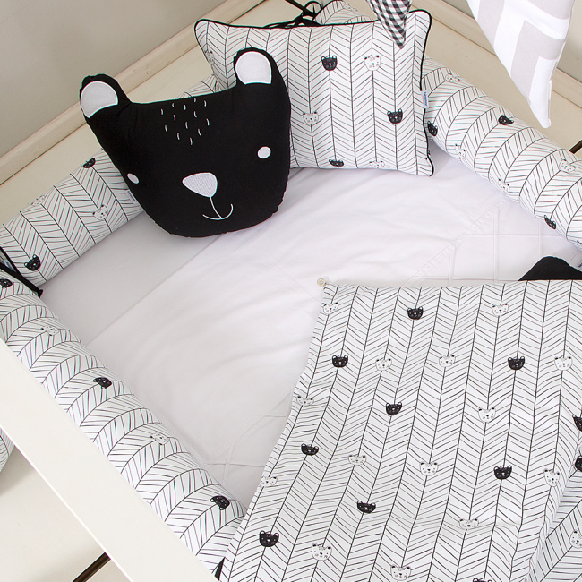 Kit Rolinho Solteiro 4 Peças Aisha Preto (Colchão 1,88 x 0,88)