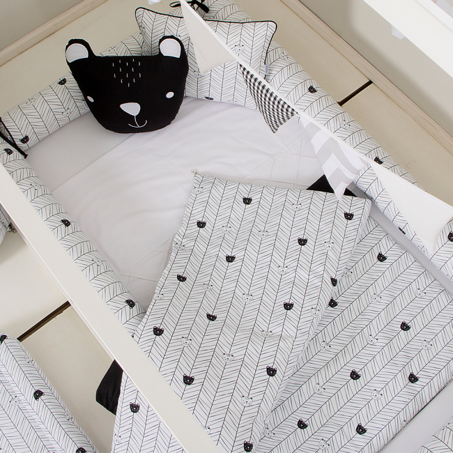 Kit Rolinho Solteiro 4 Peças Aisha Preto (Colchão 1,88 x 0,88)