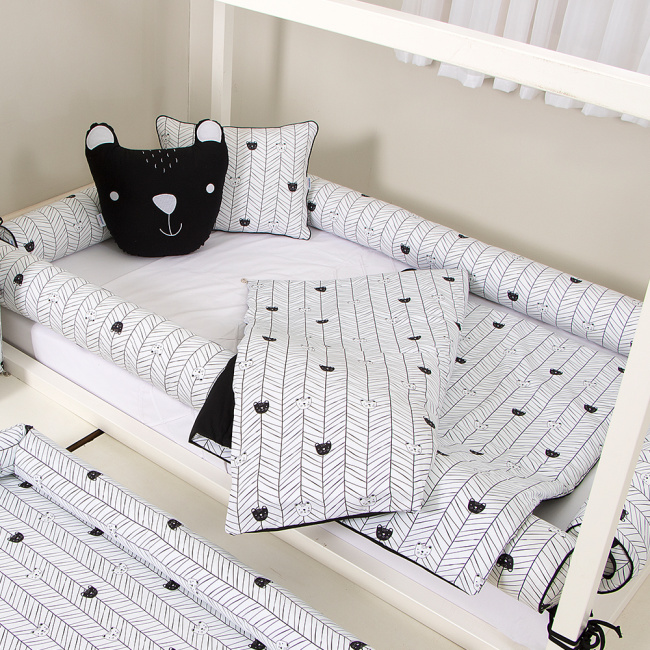 Kit Rolinho Solteiro 4 Peças Aisha Preto (Colchão 1,88 x 0,88)