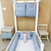 Kit Rolinho Mini Cama 4 Peças Linho Azul (Colchão 1,50 x 0,70)
