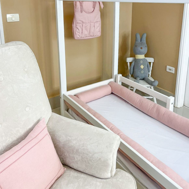 Kit Rolinho Mini Cama 4 Peças Linho Rosê (Colchão 1,50 x 0,70)