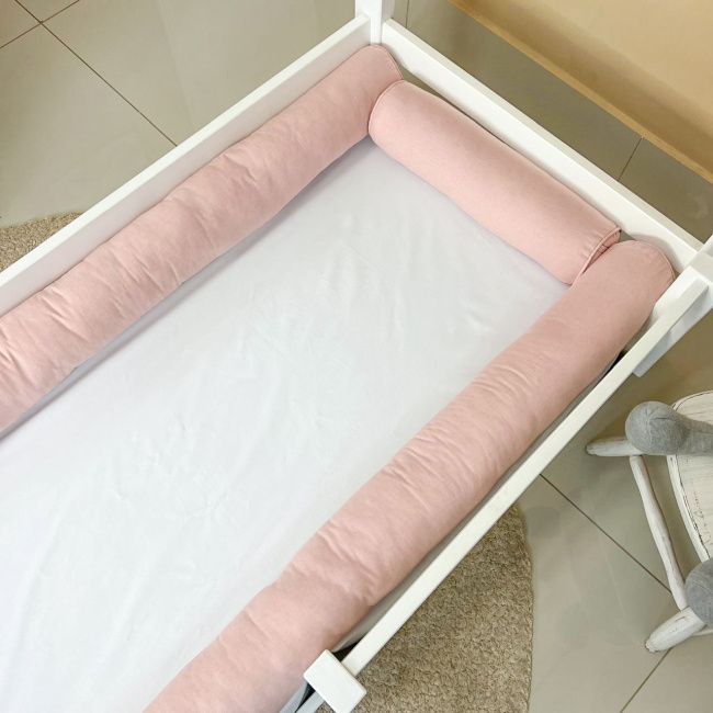 Kit Rolinho Mini Cama 4 Peças Linho Rosê (Colchão 1,50 x 0,70)