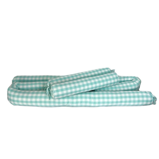 Kit Rolinho Solteiro 4 Peças Vichy Verde Mint (Colchão 1,88 x 0,88)