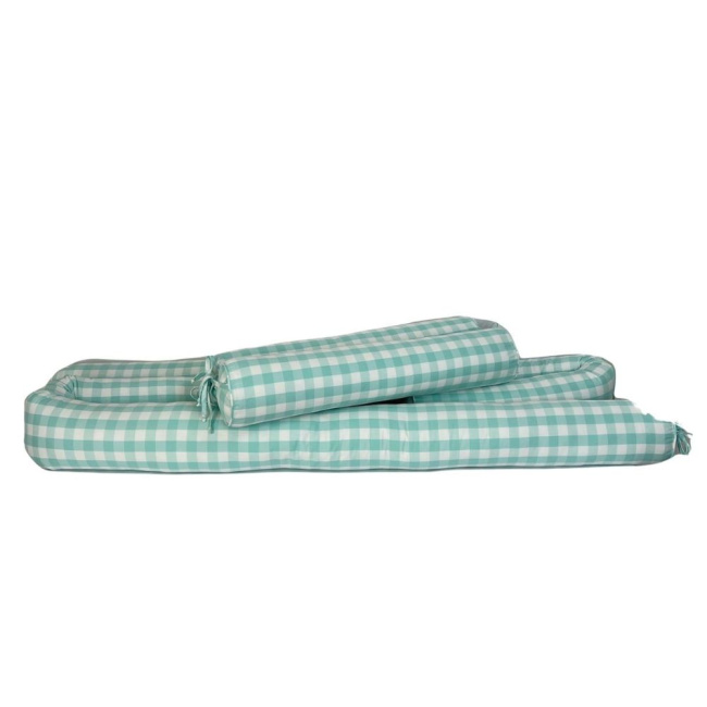 Kit Rolinho Solteiro 4 Peças Vichy Verde Mint (Colchão 1,88 x 0,88)