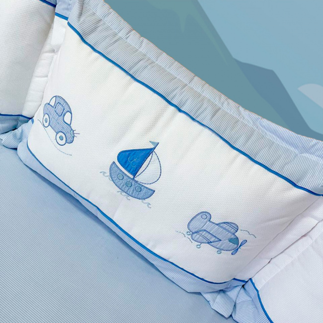 Kit Cama Babá 7 peças Lollipop com Saia Urbano Azul