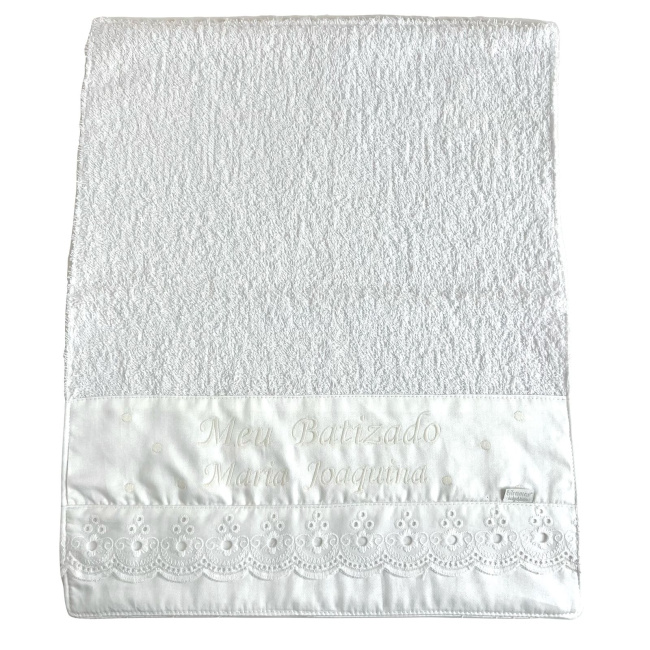 Kit Toalhinha 3 Peças Meu Batizado Personalizada Branco / Off