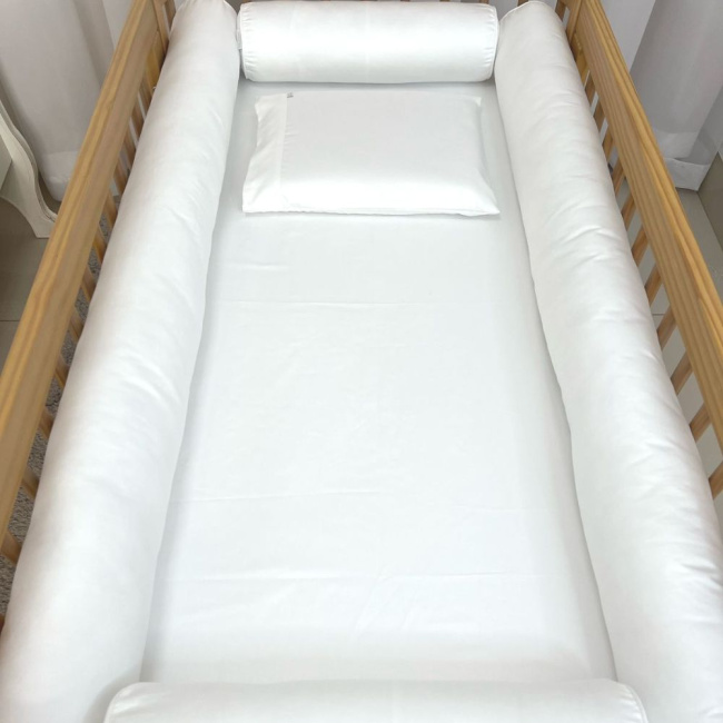 Lençol para Berço 2 Peças c/ Elástico e Fronha - Percal 400 Fios Branco