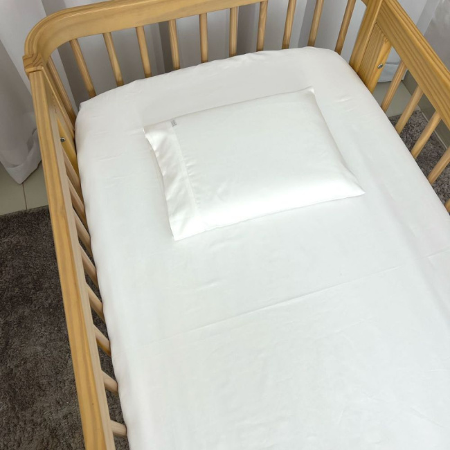 Lençol para Berço 2 Peças c/ Elástico e Fronha - Percal 400 Fios Branco