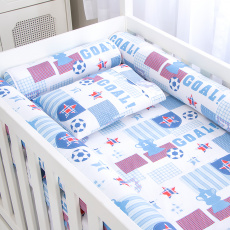 Lençol para Berço 2 Peças Estampado Goal Azul - Lençol c/ Elástico e Fronha