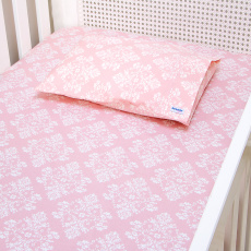Lençol para Berço 2 Peças Estampado Jardim Secreto Arabesco Rosa - Lençol c/ Elástico e Fronha