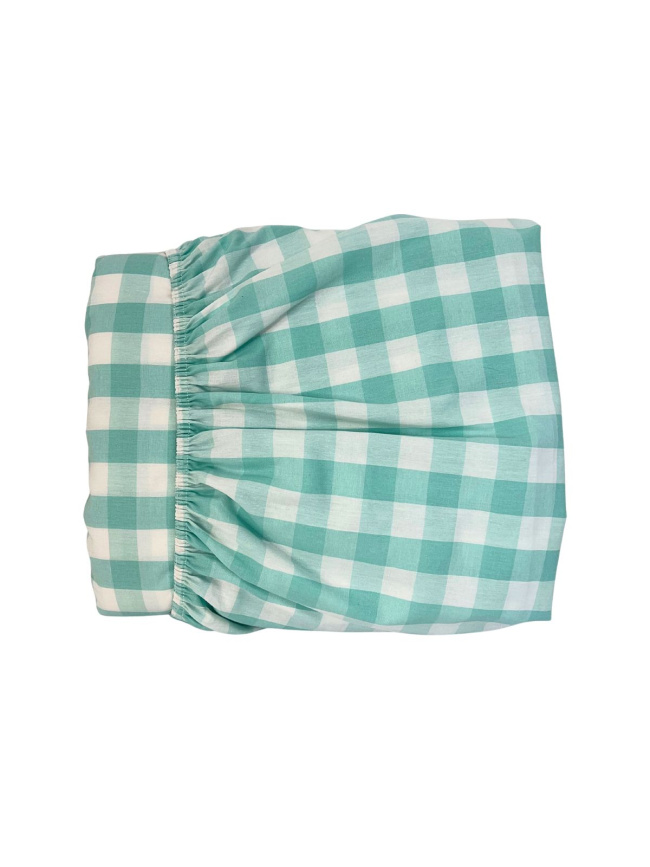 Lençol para Berço 2 Peças Estampado Vichy Verde Mint - Lençol c/ Elástico e Fronha