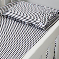 Lençol para Berço 2 Peças Estampado Xadrez Preto - Lençol c/ Elástico e Fronha