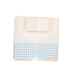 Lençol para Berço 3 peças Lolli Classic Pérola Azul Percal