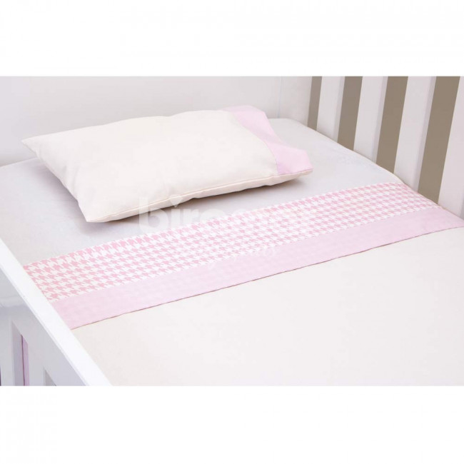 Lençol para Berço 3 peças Lolli Classic Pérola Rosa Percal