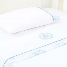 Lençol para Berço 3 peças Lolli Teddy Azul Percal