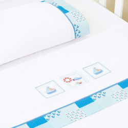Lençol para Berço 3 peças Lollibaby Patch Azul