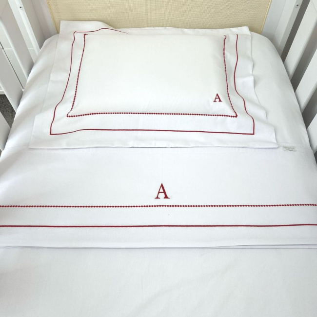 Lençol para Berço 3 Peças Percal 200 fios Benício Personalizado Vermelho