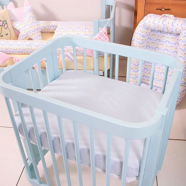 Lençol para Mini Berço 1 Peça c/ Elástico Malha Azul