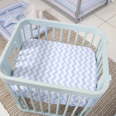 Lençol para Mini Berço 1 Peça c/ Elástico Soho Chevron Azul