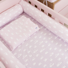 Lençol para Mini Cama 2 Peças Estampado Cisne Rosa  - Lençol c/ Elástico e Fronha