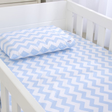 Lençol para Mini Cama 2 Peças Estampado Soho Chevron Azul - Lençol c/ Elástico e Fronha