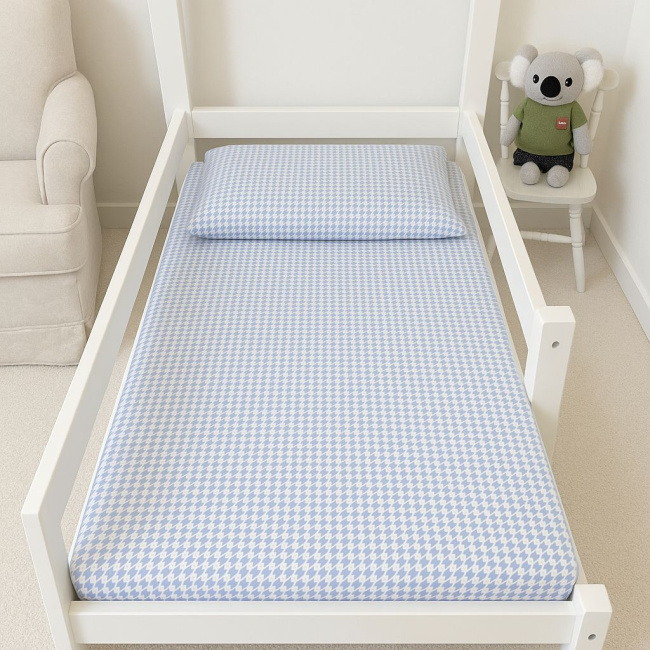 Lençol para Mini Cama 2 Peças Estampado Windsor Azul - Lençol c/ Elástico e Fronha