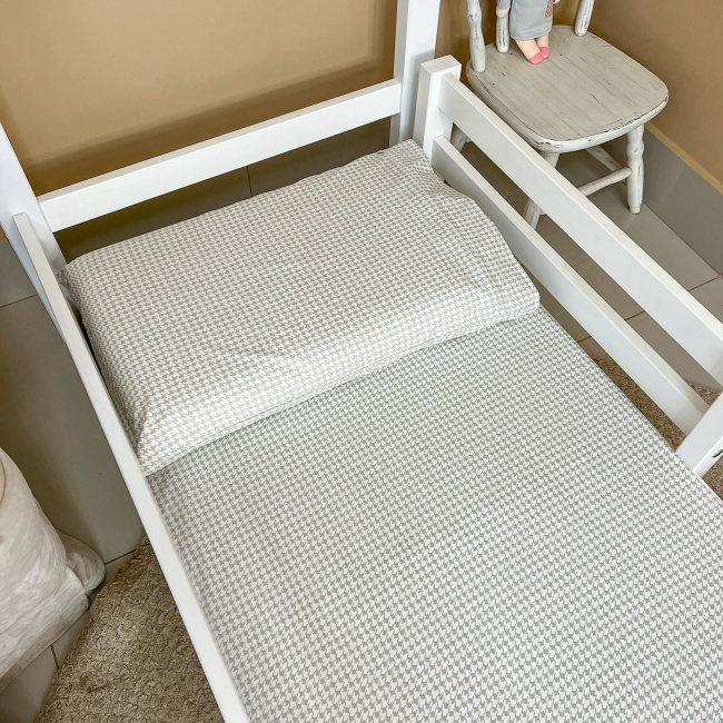Lençol para Mini Cama 2 Peças Estampado Windsor Bege - Lençol c/ Elástico e Fronha