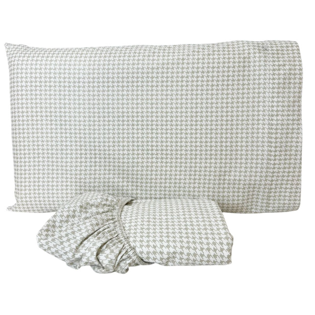 Lençol para Mini Cama 2 Peças Estampado Windsor Bege - Lençol c/ Elástico e Fronha