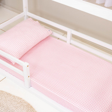Lençol para Mini Cama 2 Peças Estampado Windsor Rosa - Lençol c/ Elástico e Fronha