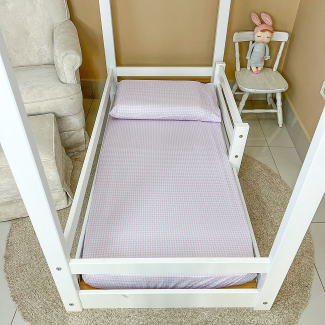 Lençol para Mini Cama 2 Peças Estampado Windsor Rosa - Lençol c/ Elástico e Fronha