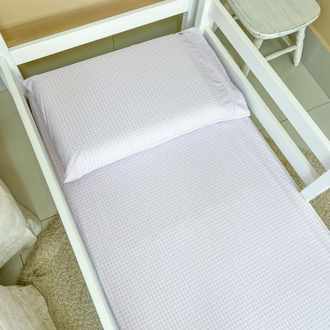 Lençol para Mini Cama 2 Peças Estampado Windsor Rosa - Lençol c/ Elástico e Fronha