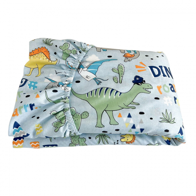 Lençol para Mini Cama c/ Elástico e Fronha Microfibra Dino Kids