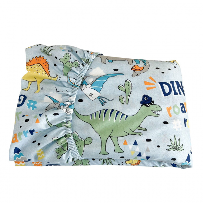 Lençol para Mini Cama c/ Elástico e Fronha Microfibra Dino Kids