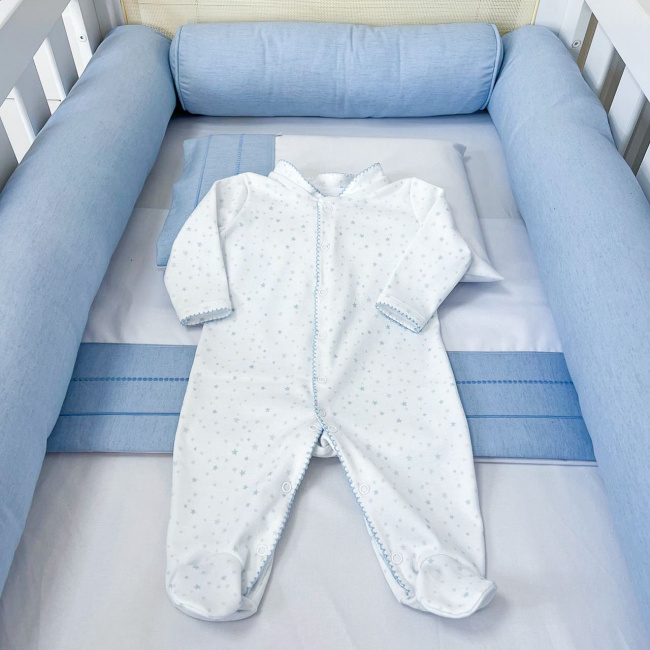 Macacão Malha para Bebê Picô Estrelinha Azul - P