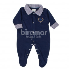 Macacão para Bebê Nuit Bege e Marinho - Tamanho Único