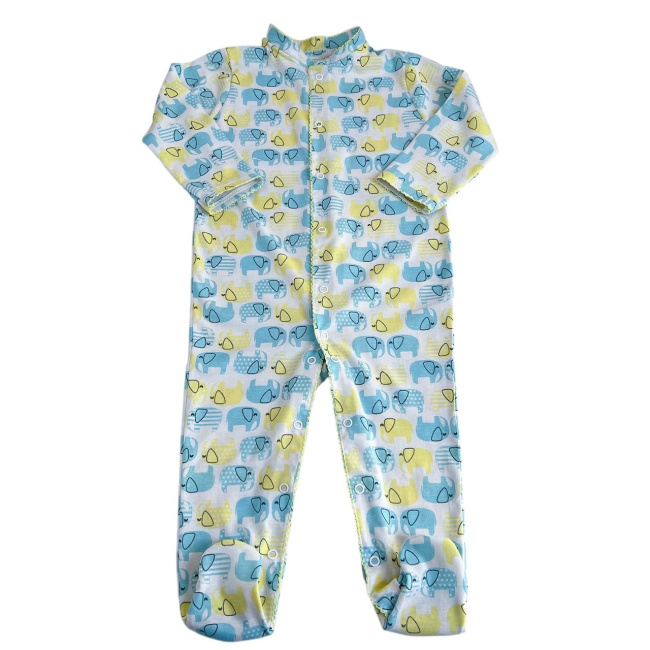 Macacão Malha para Bebê Picô Elefantinho Amarelo -  P