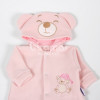 Macacão Soft para Bebê Urso com Touca Rosa - Tamanho Único