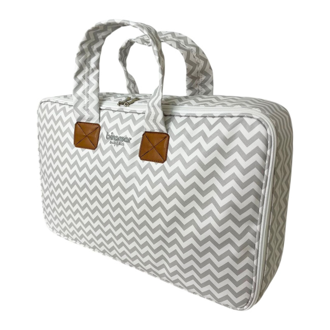 Mala Maternidade Vinil Chevron Cinza