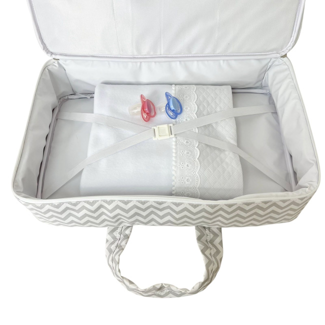 Mala Maternidade Vinil Chevron Cinza