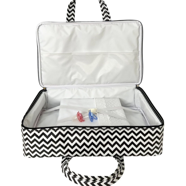 Mala Maternidade Vinil Chevron Preto