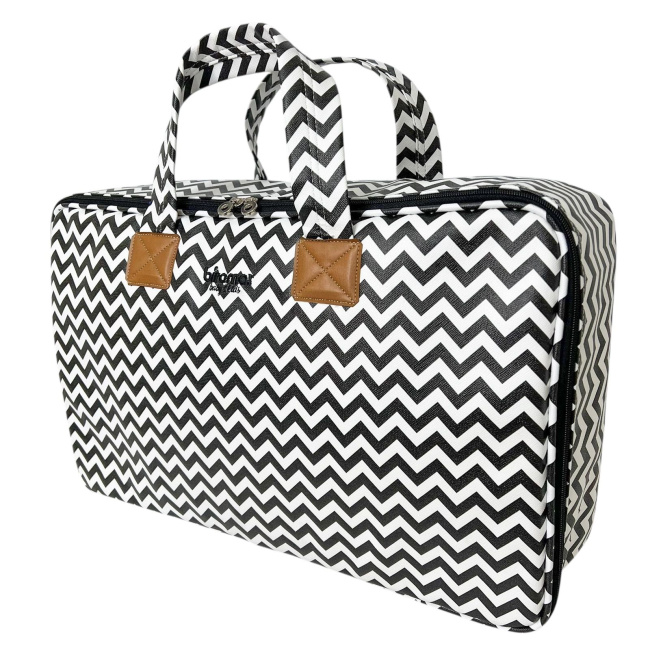Mala Maternidade Vinil Chevron Preto